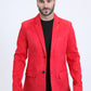 Men's Double Button Red Faux-Suede Blazer