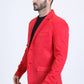 Men's Double Button Red Faux-Suede Blazer