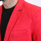 Men's Double Button Red Faux-Suede Blazer