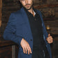 Men's Double Button Western Blue Blazer