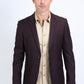 Men's Double Button Western Burgundy Blazer