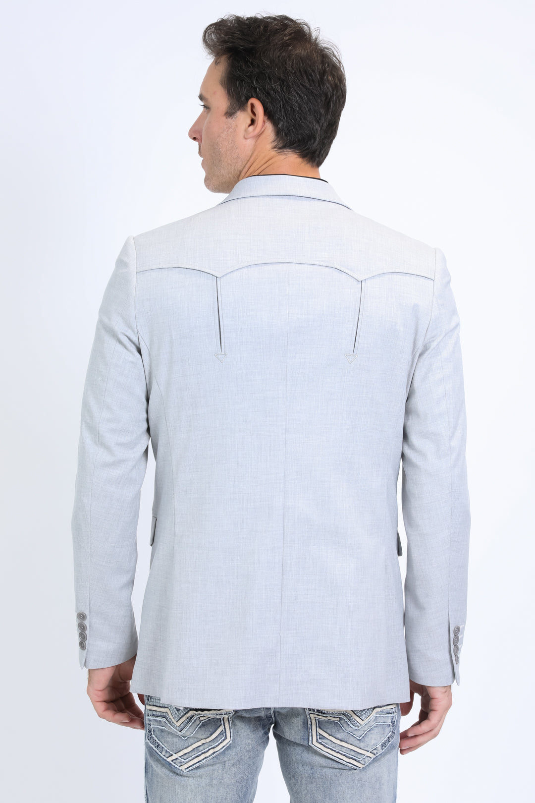 Men's Double Button Western Grey Blazer