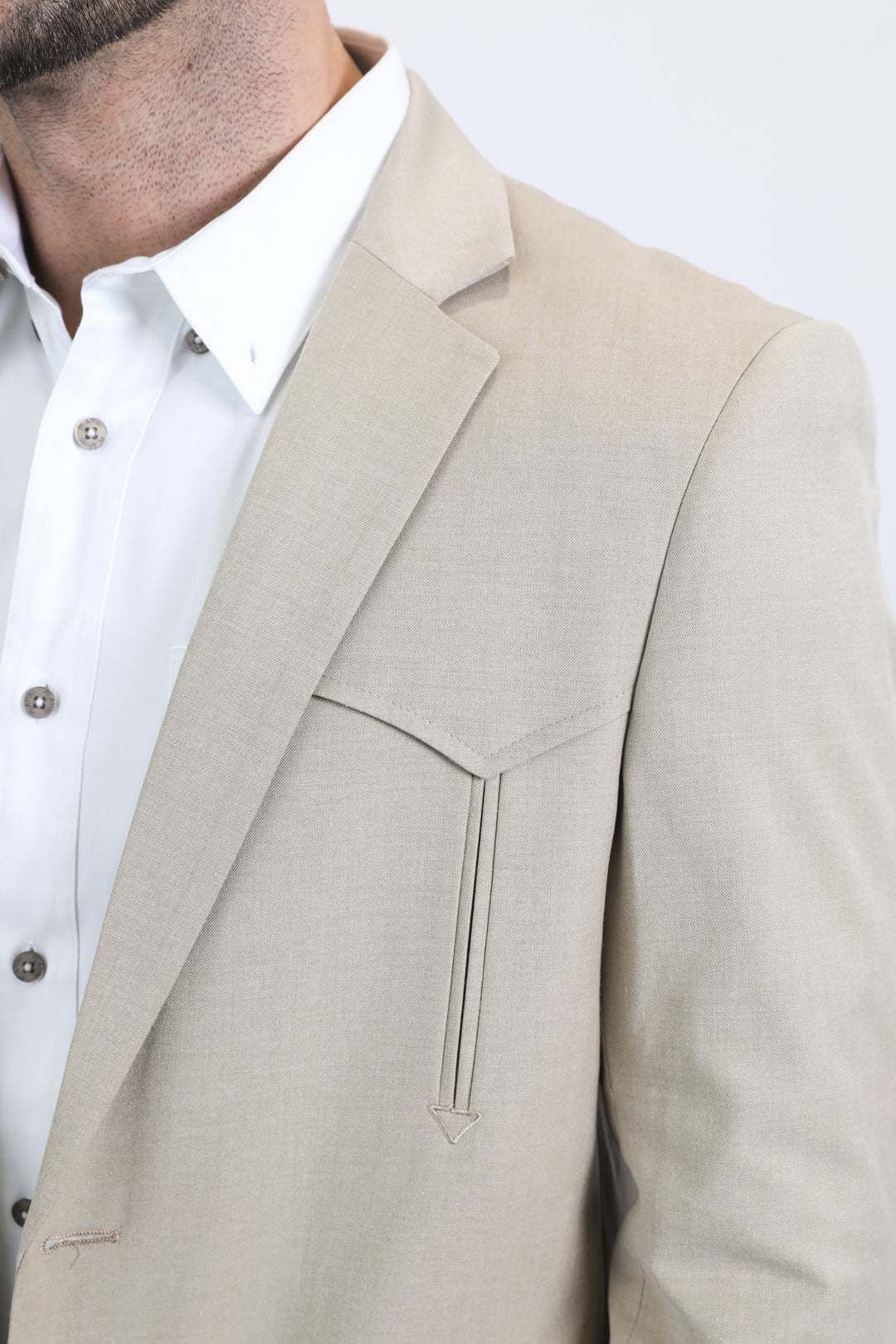 Men's Double Button Western Khaki Blazer