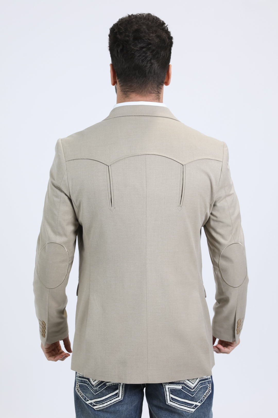 Men's Double Button Western Khaki Blazer