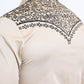 Mens Embroidery Modern Fit Stretch Beige Long Sleeve Shirt