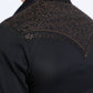 Mens Embroidery Modern Fit Stretch Black-Brown Long Sleeve Shirt