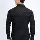 Mens Embroidery Modern Fit Stretch Black-Brown Long Sleeve Shirt