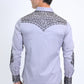 Mens Embroidery Modern Fit Stretch Grey Long Sleeve Shirt