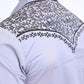 Mens Embroidery Modern Fit Stretch Grey Long Sleeve Shirt