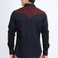 Mens Embroidery Modern Fit Stretch Navy Long Sleeve Shirt