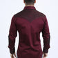 Mens Embroidery Modern Fit Stretch Wine Long Sleeve Shirt