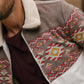 Mens Ethnic Aztec Fur Lined Quilted Suede Beige Jacket