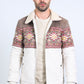 Mens Ethnic Aztec Fur Lined Quilted Suede Beige Jacket