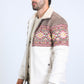 Mens Ethnic Aztec Fur Lined Quilted Suede Beige Jacket