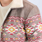 Mens Ethnic Aztec Fur Lined Quilted Suede Beige Jacket