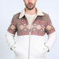 Mens Ethnic Aztec Fur Lined Quilted Suede Beige Jacket