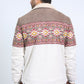 Mens Ethnic Aztec Fur Lined Quilted Suede Beige Jacket