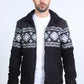 Mens Ethnic Aztec Fur Lined Quilted Suede Black Jacket