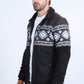 Mens Ethnic Aztec Fur Lined Quilted Suede Black Jacket