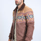 Mens Ethnic Aztec Fur Lined Quilted Suede Brown Jacket