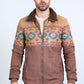 Mens Ethnic Aztec Fur Lined Quilted Suede Brown Jacket