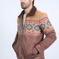 Mens Ethnic Aztec Fur Lined Quilted Suede Brown Jacket