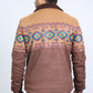 Mens Ethnic Aztec Fur Lined Quilted Suede Brown Jacket