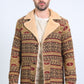 Mens Ethnic Aztec Long Twill Beige Coat