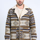 Mens Ethnic Aztec Long Twill Beige Coat