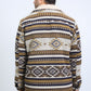 Mens Ethnic Aztec Long Twill Beige Coat