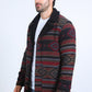 Mens Ethnic Aztec Long Twill Black/Red Coat