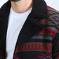 Mens Ethnic Aztec Long Twill Black/Red Coat