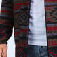 Mens Ethnic Aztec Long Twill Black/Red Coat