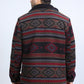 Mens Ethnic Aztec Long Twill Black/Red Coat