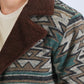 Mens Ethnic Aztec Long Twill Turquoise Coat