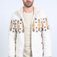 Men's Ethnic Aztec Quilted Fur Lined Beige Jacket