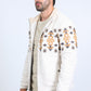 Men's Ethnic Aztec Quilted Fur Lined Beige Jacket