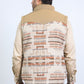 Mens Ethnic Aztec Quilted Fur Lined Beige Vest