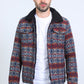 Mens Ethnic Aztec Quilted Fur Lined Black Jacket