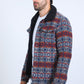 Mens Ethnic Aztec Quilted Fur Lined Black Jacket