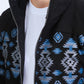 Men's Ethnic Aztec Quilted Fur Lined Black Jacket