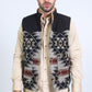 Mens Ethnic Aztec Quilted Fur Lined Black/Khaki Vest