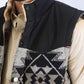 Mens Ethnic Aztec Quilted Fur Lined Black/Khaki Vest