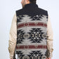 Mens Ethnic Aztec Quilted Fur Lined Black/Khaki Vest