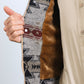 Mens Ethnic Aztec Quilted Fur Lined Black/Khaki Vest