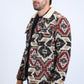 Mens Ethnic Aztec Quilted Fur Lined Black/Red Jacket