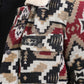 Mens Ethnic Aztec Quilted Fur Lined Black/Red Jacket