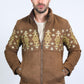 Men's Ethnic Aztec Quilted Fur Lined Brown Jacket