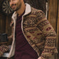 Mens Ethnic Aztec Quilted Fur Lined Camel Jacket