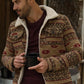 Mens Ethnic Aztec Quilted Fur Lined Camel Jacket